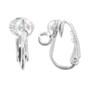 Clip earrings ball motif  5mm silver tone x2