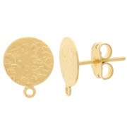 10mm Hammered disc earstuds - Fine Gold-plated x2