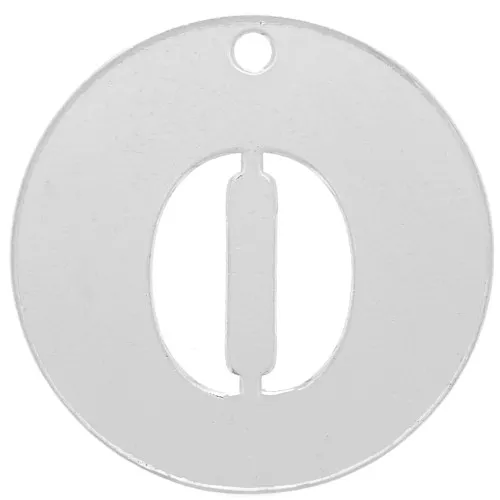 12mm 925 Sterling Silver round Charm - number 0 - thickness 0.4 mm x1