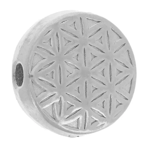 9.5mm 316L stainless steel Round flat bead - graphic pattern x1