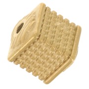 8mm Stainless steel 316L Textured cube bead - Gold x1