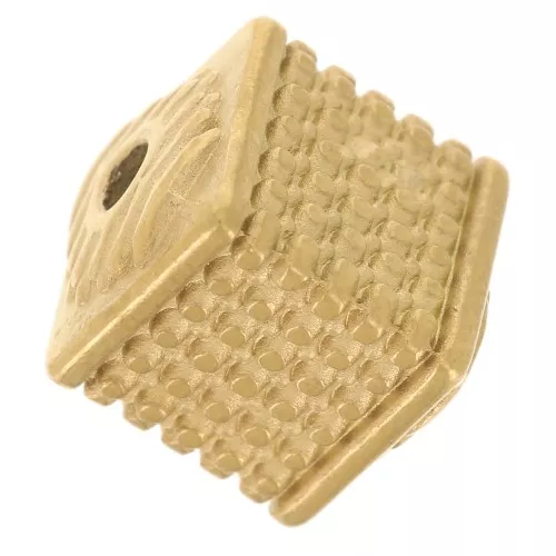 8mm Stainless steel 316L Textured cube bead - Gold x1