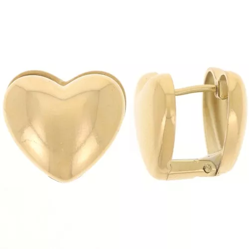 14x15mm Stainless steel 316L Heart earstuds - front and back - Gold x2