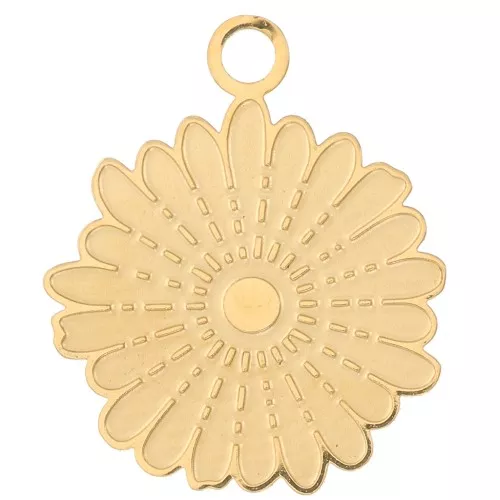 15mm Stainless steel 316L Daisy flower charm - Gold x1