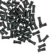 13x5mm Opaque acrylic bamboo tube beads - Black x15