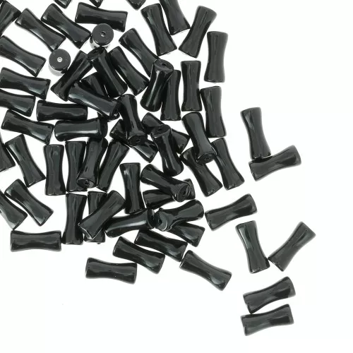 13x5mm Opaque acrylic bamboo tube beads - Black x15