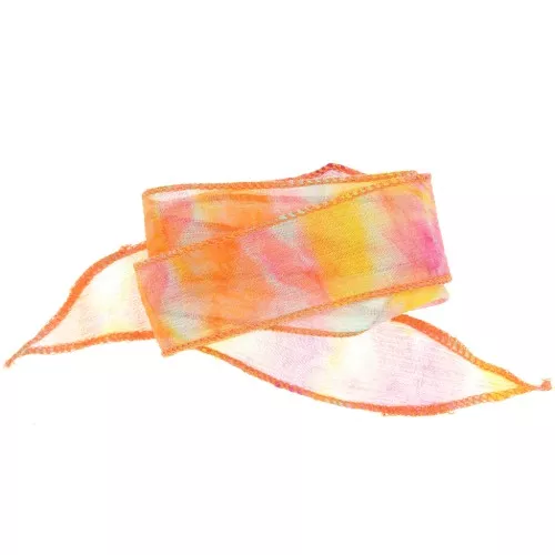 25mm Silk ribbon - Tie and dye - Orange - Pink - Blue x85cm