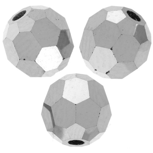 5mm Preciosa round faceted beads - Round Bead - Jet Light Hematite x15