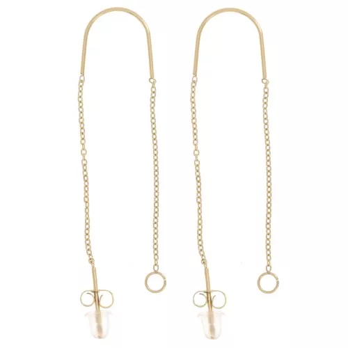 45 + 55mm 304L stainless steel Cable chain threader earrings - Gold x2