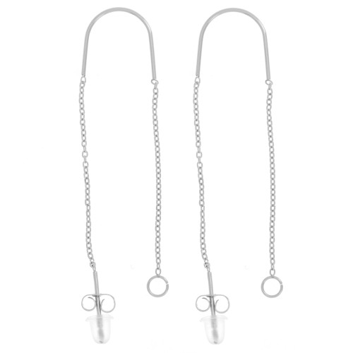 45 + 55mm 304L stainless steel Cable chain threader earrings x2