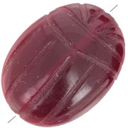 16x12mm Oval engraved scarab bead in gemstone - Garnet x1|raw }}