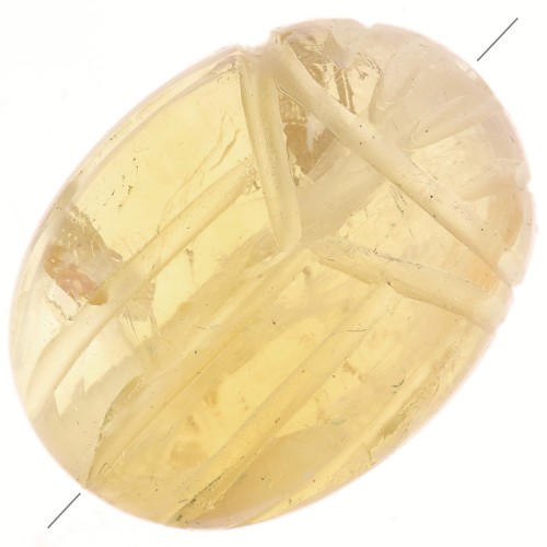 16x12mm Oval engraved scarab bead in gemstone - Citrine x1