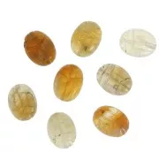 16x12mm Oval engraved scarab bead in gemstone - Citrine x1