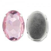 Oval faceted set cabochon 18x13mm Light Rose/Rhodium tone|raw }}
