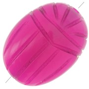 Oval bead engraved scarab beetle 16x12 mm gemstone dyed Chalcedony bright pink x1|raw }}