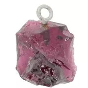 925 Sterling silver Rough stone pendant - January birthstone - Garnet x1
