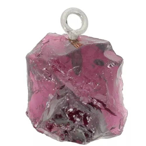 925 Sterling silver Rough stone pendant - January birthstone - Garnet x1