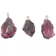 925 Sterling silver Rough stone pendant - January birthstone - Garnet x1