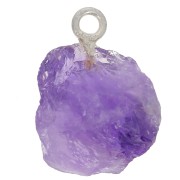 925 Sterling silver Rough stone pendant - February birthstone - Amethyst x1|raw }}