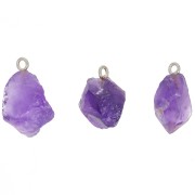 925 Sterling silver Rough stone pendant - February birthstone - Amethyst x1