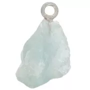 925 Sterling silver Rough stone pendant - Mars birthstone - Aquamarine x1