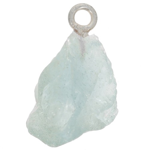 925 Sterling silver Rough stone pendant - Mars birthstone - Aquamarine x1