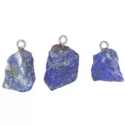 925 Sterling silver Rough stone pendant - Avril birthstone - Lapis Lazuli x1