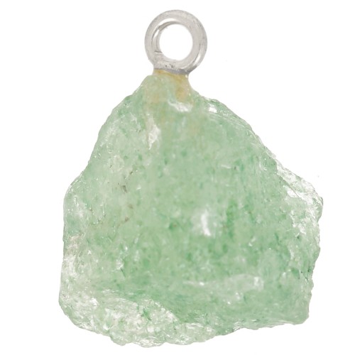 925 Sterling silver Rough stone pendant - Mai birthstone - Aventurine x1