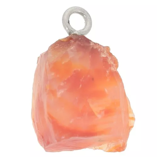 925 Sterling silver Rough stone pendant - birthstone July - imit. Carnelian x1