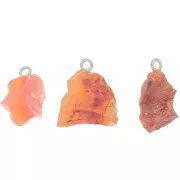 925 Sterling silver Rough stone pendant - birthstone July - imit. Carnelian x1