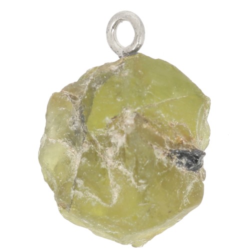 925 Sterling silver Rough stone pendant - August birthstone - Peridot x1