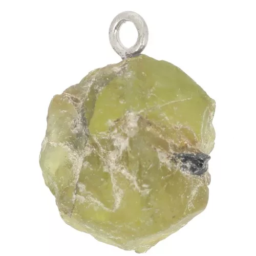925 Sterling silver Rough stone pendant - August birthstone - Peridot x1
