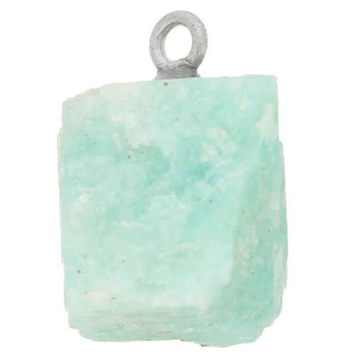 925 Sterling silver Rough stone pendant - December birthstone - Amazonite x1