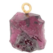 Rough stone pendant - January birthstone - Fine gold - Garnet x1|raw }}