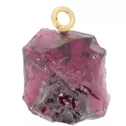 Rough stone pendant - January birthstone - Fine gold - Garnet x1