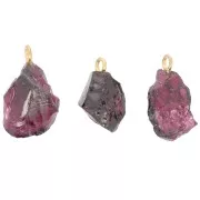 Rough stone pendant - January birthstone - Fine gold - Garnet x1