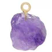 Rough stone pendant - February birthstone - Fine Gold - Amethyst x1