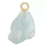 Rough stone pendant - Mars birthstone - Fine gold - Aquamarine x1