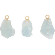 Rough stone pendant - Mars birthstone - Fine gold - Aquamarine x1