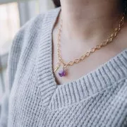 Rough stone pendant - Avril birthstone - Fine gold - Lapis Lazuli x1