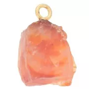 Pendant rough birthstone July - Fine Gold - imit. Carnelian x1