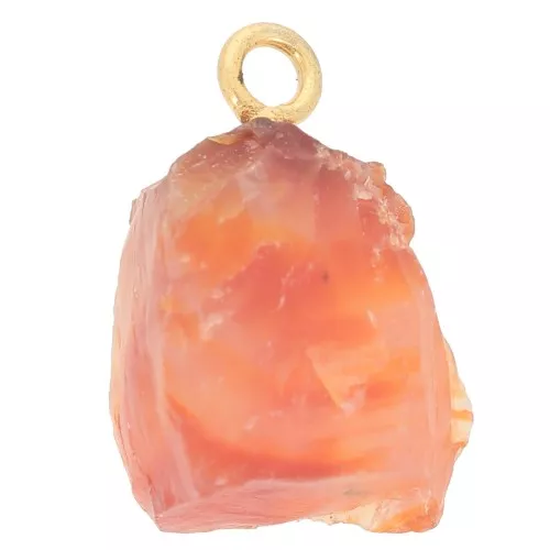 Pendant rough birthstone July - Fine Gold - imit. Carnelian x1