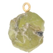 Rough stone pendant - August birthstone - Fine gold - Peridot x1|raw }}