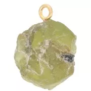 Rough stone pendant - August birthstone - Fine gold - Peridot x1