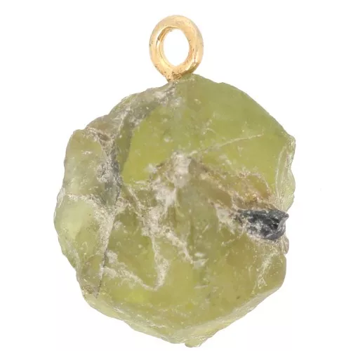 Rough stone pendant - August birthstone - Fine gold - Peridot x1