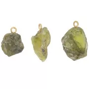 Rough stone pendant - August birthstone - Fine gold - Peridot x1