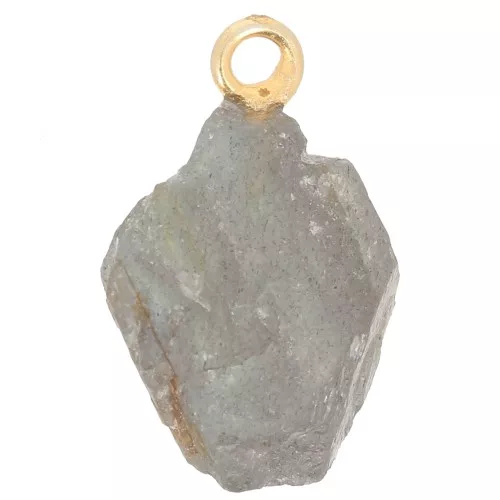 Rough stone pendant - birthstone September - Fine gold - Labradorite x1