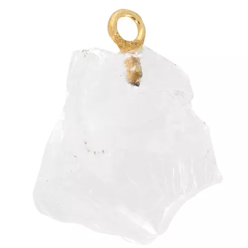 Rough stone pendant birthstone October - Fine gold - rock crystal x1