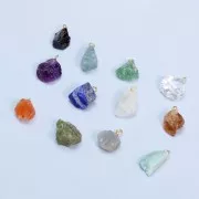 Rough stone pendant birthstone October - Fine gold - rock crystal x1