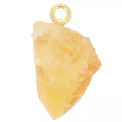 Rough stone pendant - Novembre birthstone - Fine gold - Citrine x1